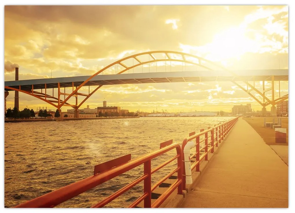 Tablou cu pod și apus de soare (70x50 cm)