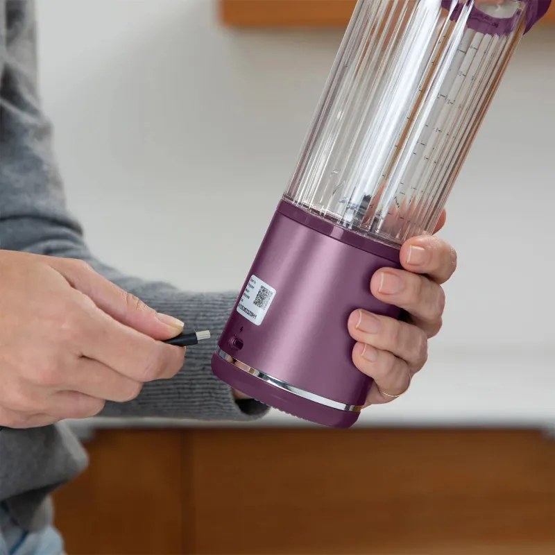 Blender portabil Ninja BC151EUPR, 7.4W, 530 ml, 6 lame otel, Zdrobire gheata, Pana la 10 cicluri, Fara BPA, USB-C, Violet