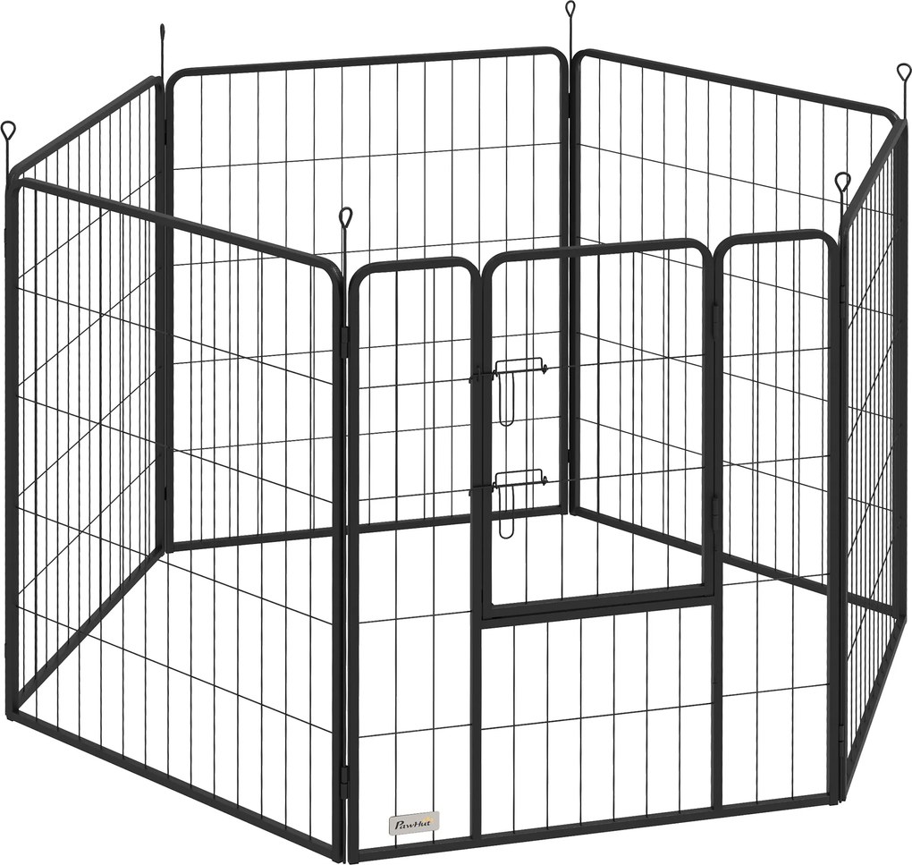 PawHut gard pentru câini, țarc pentru animale de companie, 6 panouri, oțel, pliabil, Gri | Aosom Romania