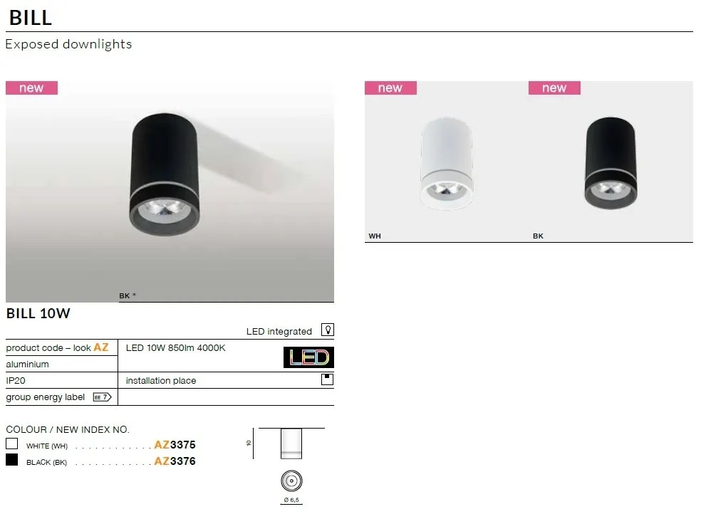 Spot LED aplicat de tavan/plafon Bill alb ZZ AZ3375