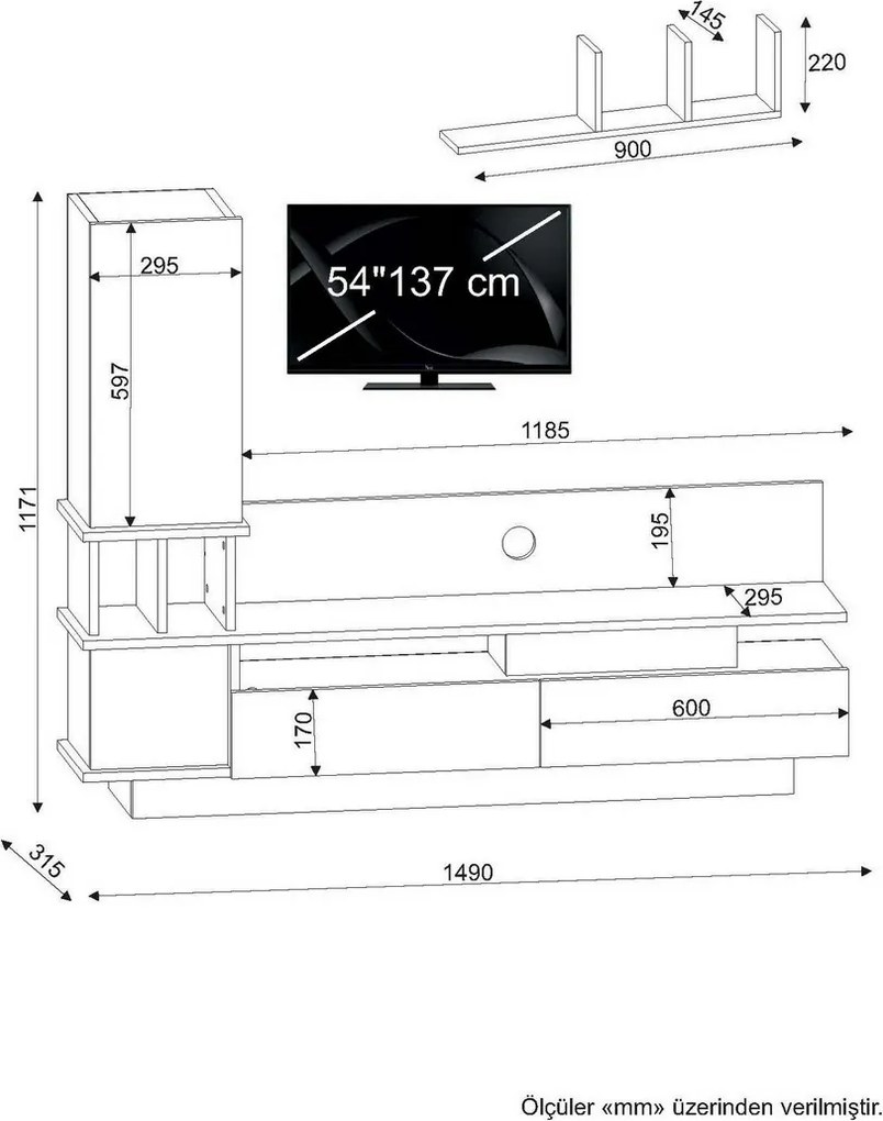 Perete TV Como White și Cordoba