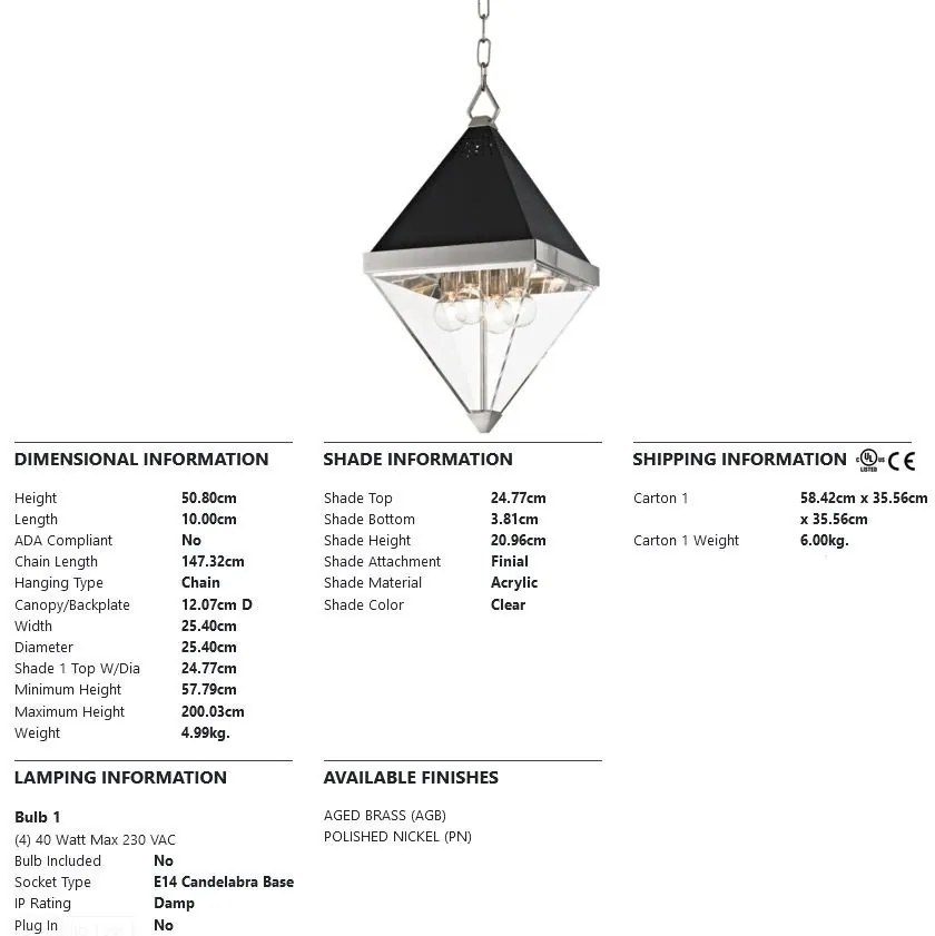 Pendul LUX design modern COLTRANE small, nichel lustruit