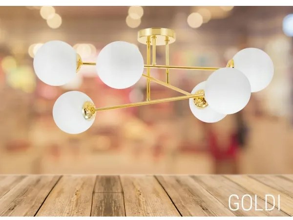 Lustră pe tijă 6xE27/35W/230V d. 80 cm auriu