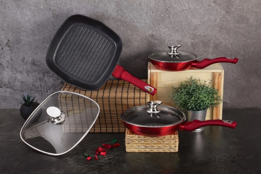 RESIGILAT - Set tigai cu capac Metalic Line Burgundy Berlinger Haus BH 6189