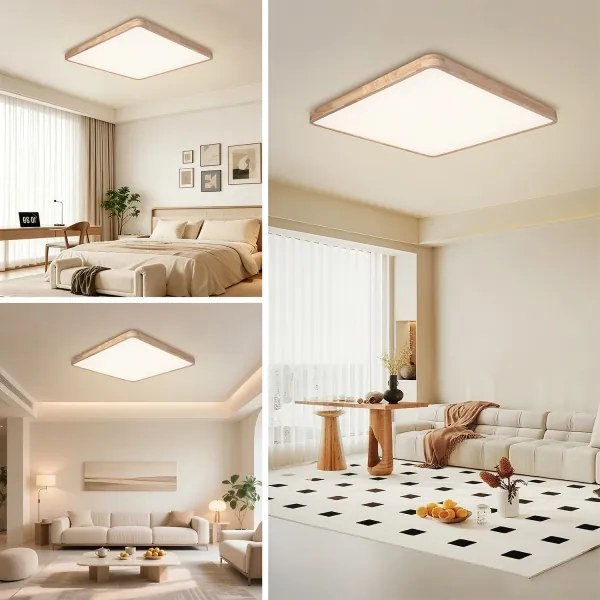 BRILAGI - Corp de iluminat LED dimabil WOODLINE SQUARE LED/180W/230V, finisaj stejar, 100x100 cm + telecomandă
