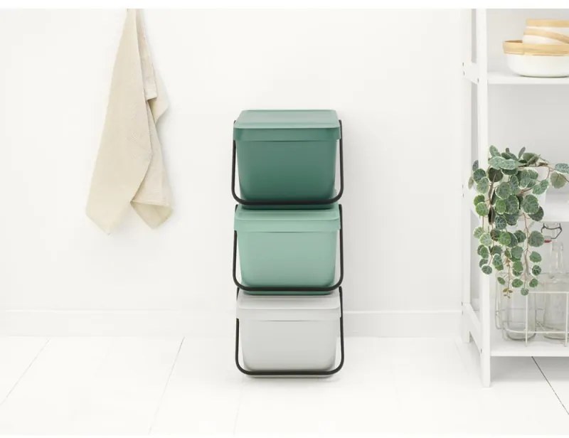 Cos depozitare sau reciclare Brabantia Sort&Go 1006309, 20 L, 22,5x45x28 cm, Stivuibil, Plastic, Verde închis