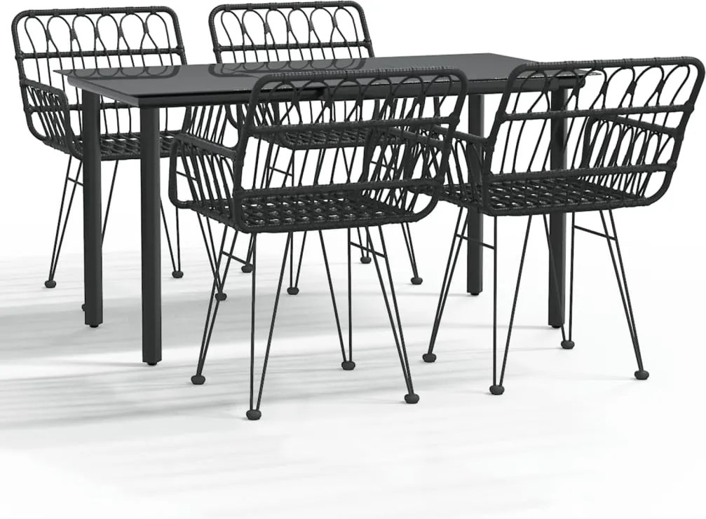 vidaXL Set mobilier de grădină, 5 piese, negru, poliratan