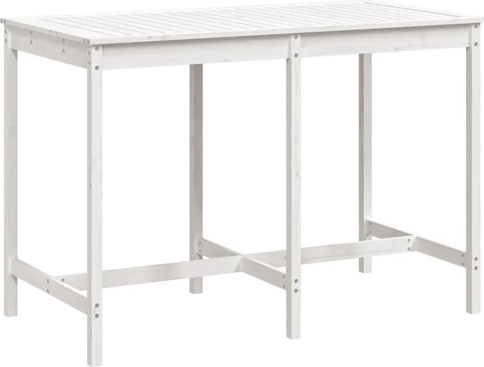 vidaXL Masă de grădină, alb, 159,5x82,5x110 cm, lemn masiv de pin