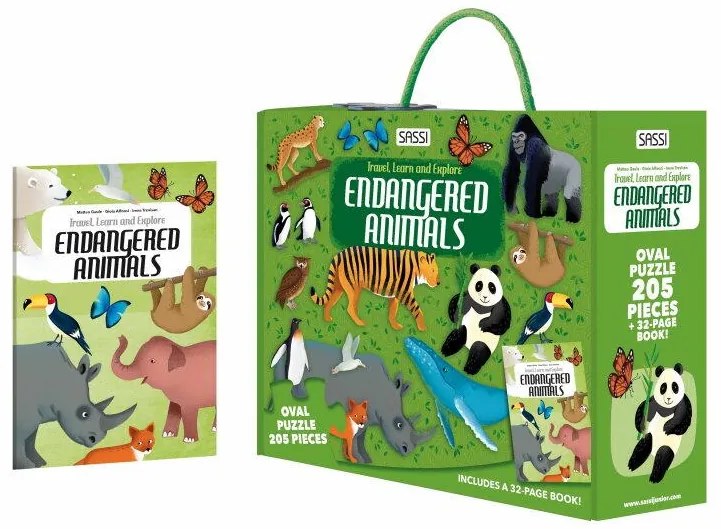 CUNOASTE SI EXPLOREAZA - PUZZLE ANIMALE PE CALE DE DISPARITIE (205 PIESE) - SASSI (978-88-303-0594-6)