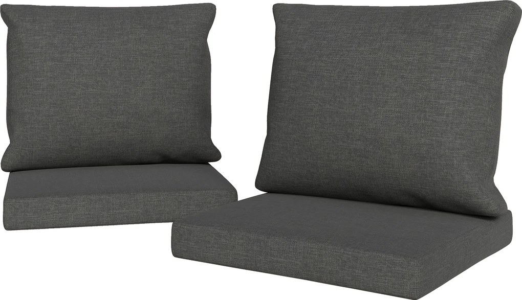 Outsunny Set de 4 perne pentru scaune de exterior, perne de grădină, huse detașabile și lavabile, pentru exterior, gri închis | Aosom Romania