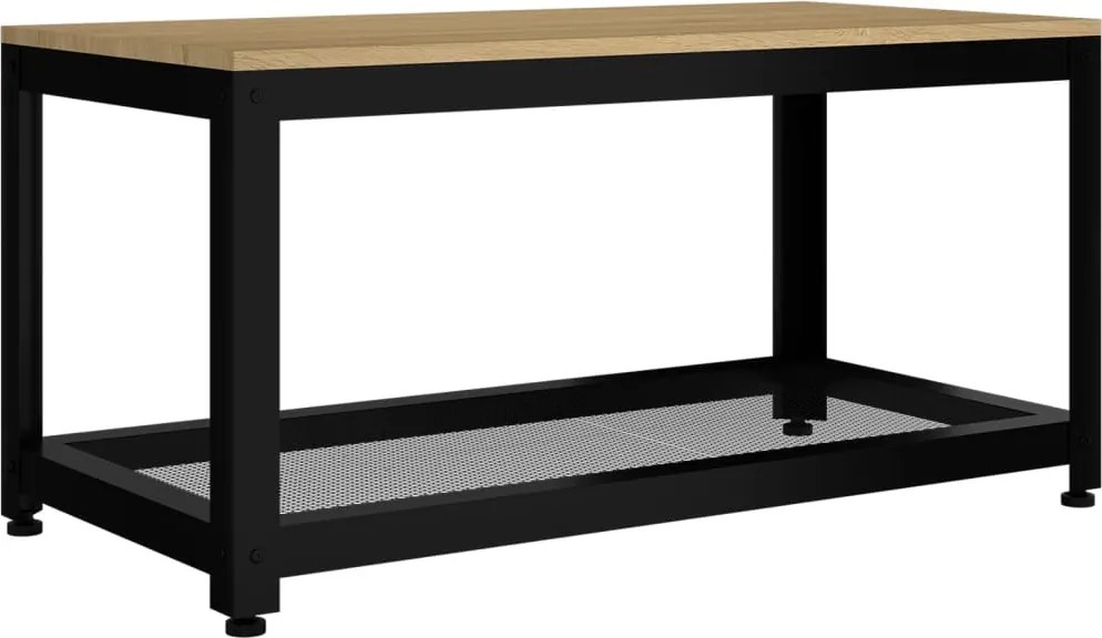 vidaXL Măsuță de cafea, maro deschis & negru, 90x45x45 cm, MDF și fier