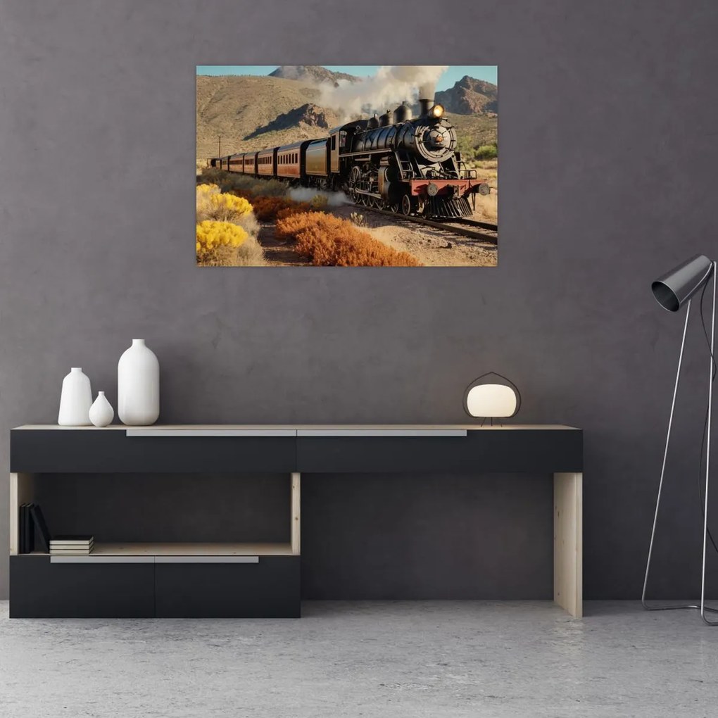 Tablou - Locomotivă cu aburi (90x60 cm)