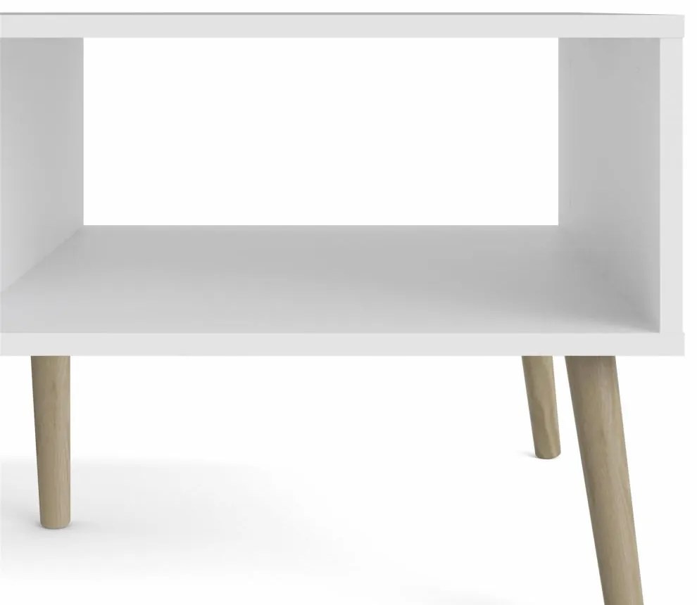 Masuta de cafea alba OSLO 75384 cu blat in decor stejar