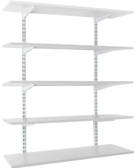 Raft perete cu 5 polite, 100x30x200 cm, PAL Alb