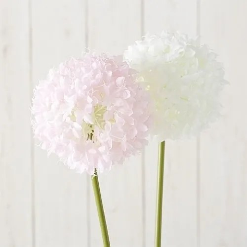 Floare artificiala Snowball Alb / Roz, H68 cm