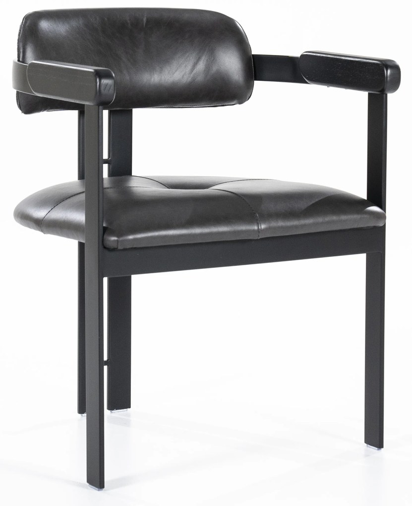 Scaun Morris din piele si metal negru