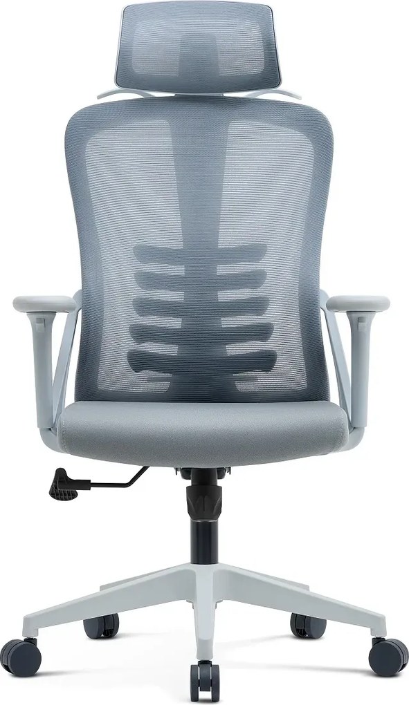 RESIGILAT- NICOLE-H Scaun ergonomic, cotiere 4D, tetiera 2D, suport lombar ajustabil, umeras, spatar Mesh, sezut textil, Gri