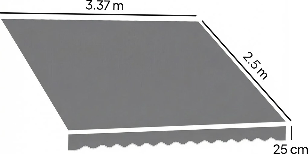 Outsunny Material de înlocuire pentru copertină – Acoperiş de protecţie solară UPF 50+ pentru cadru 3,5 x 2,5 m, Gri închis | Aosom Romania