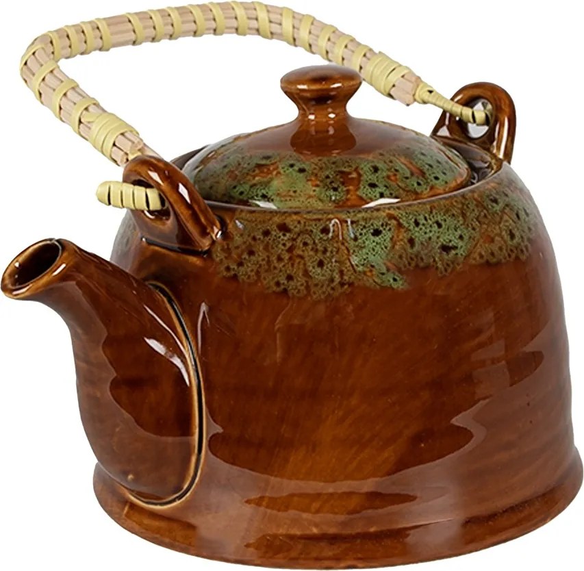 Ceainic cu infuzor, maro, din ceramica, capacitate 750 ml, Browny Green