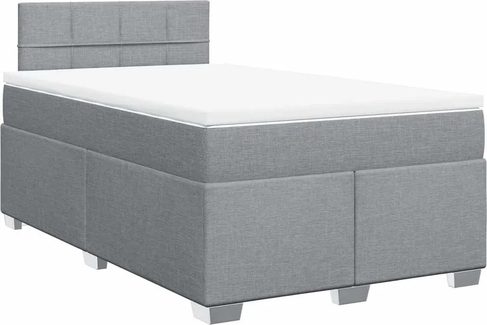 vidaXL Pat box spring cu saltea, gri deschis, 120x190 cm, textil