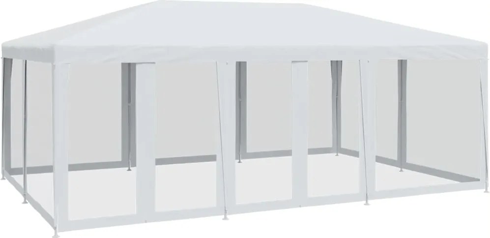vidaXL Cort de petrecere cu 10 pereți din plasă, alb, 6x4 m, HDPE