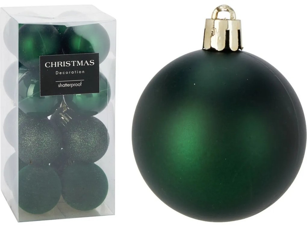 Set de 16 ornamente de Crăciun Festive Sparkles,verde, diametru 5 cm, plastic, diam. 5 cm