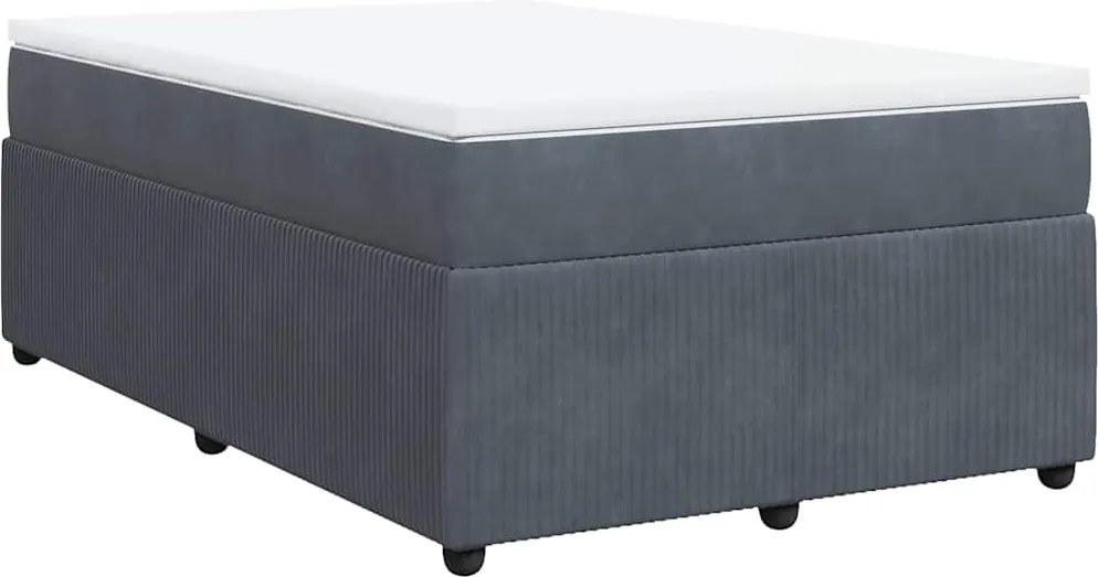 vidaXL Pat box spring cu saltea, gri închis, 120x190 cm, catifea