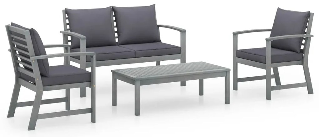 vidaXL Set mobilier de grădină cu perne, 4 piese, lemn masiv de acacia