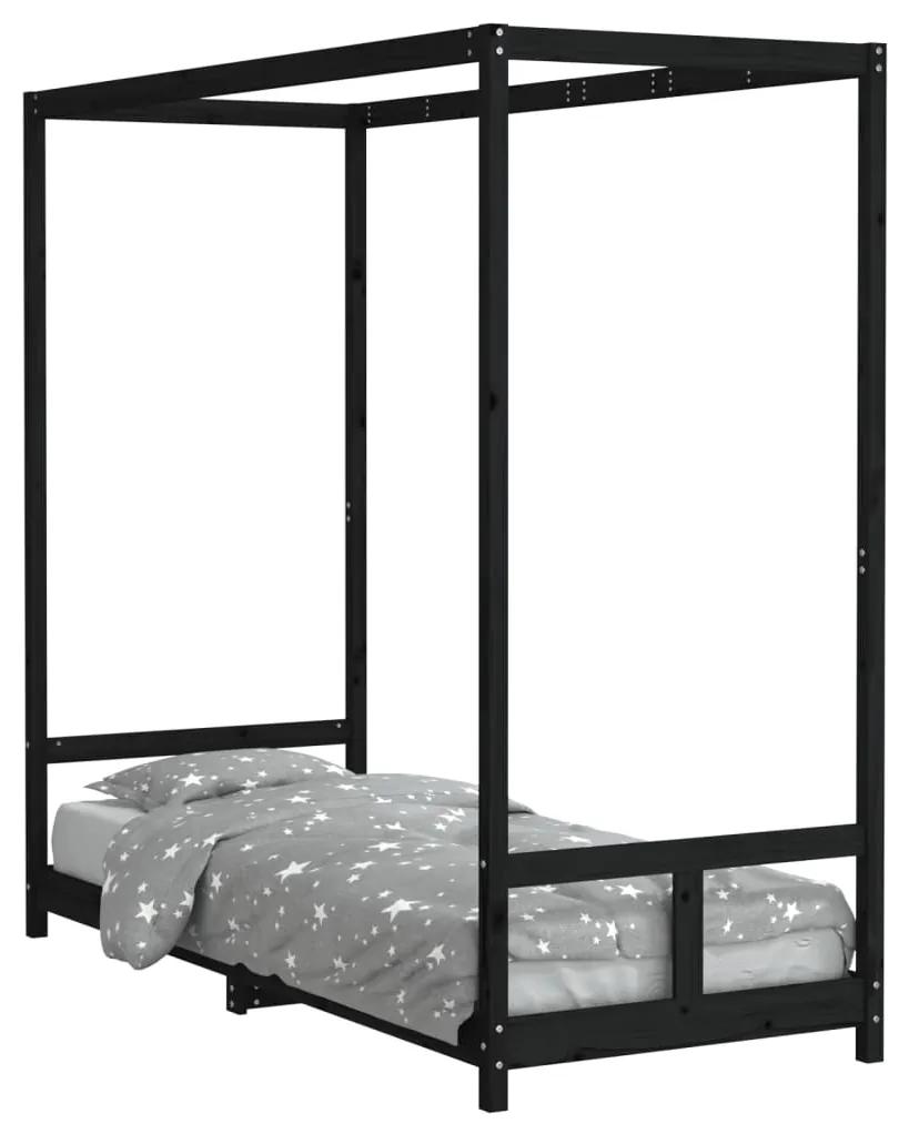 834521 vidaXL Cadru de pat pentru copii, negru, 80x200 cm, lemn masiv de pin