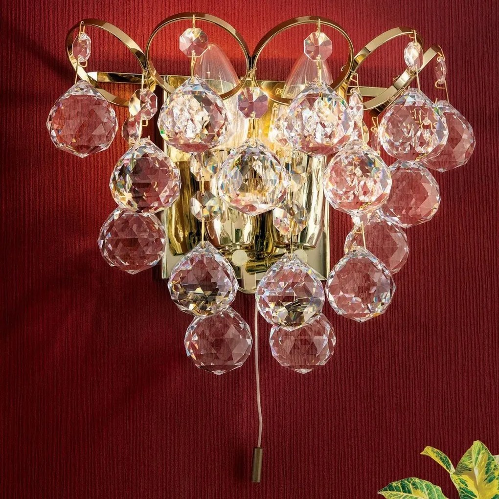 Aplica de perete cristal Asfour KRISTALL KLASSISCH auriu