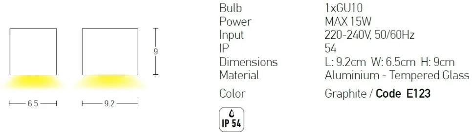 Aplica de perete pentru iluminat exterior, IP54 Twing grafit
