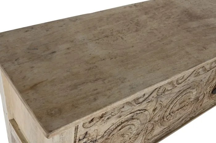 Consolă sculptată manual din lemn masiv de tec și mango, finisaj natur, „Legacy”