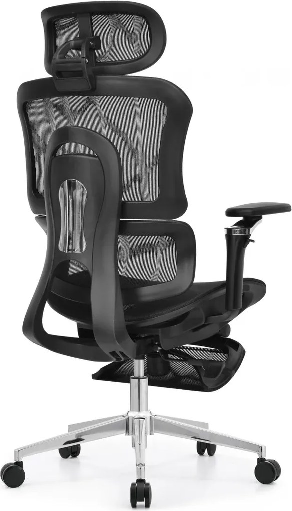 Scaun Ergonomic Premium ErgoFlex UltraMesh 5D cu Suport Lombar, Spătar Reglabil pe Înălțime, Șezut Translație, Reclinabil, Negru
