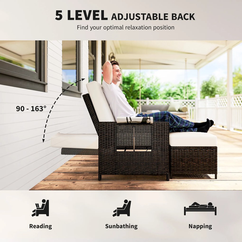 Outsunny Canapea de Gradina cu Banca Mobilier de Gradina din Ratan Maro | Aosom Romania