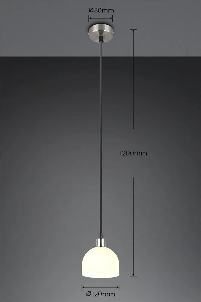 Lustră albă/argintie cu abajur din sticlă ø 12 cm Molly – Reality