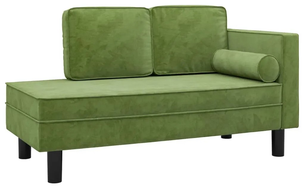 340706 vidaXL Șezlong cu perne și suport, verde deschis, catifea