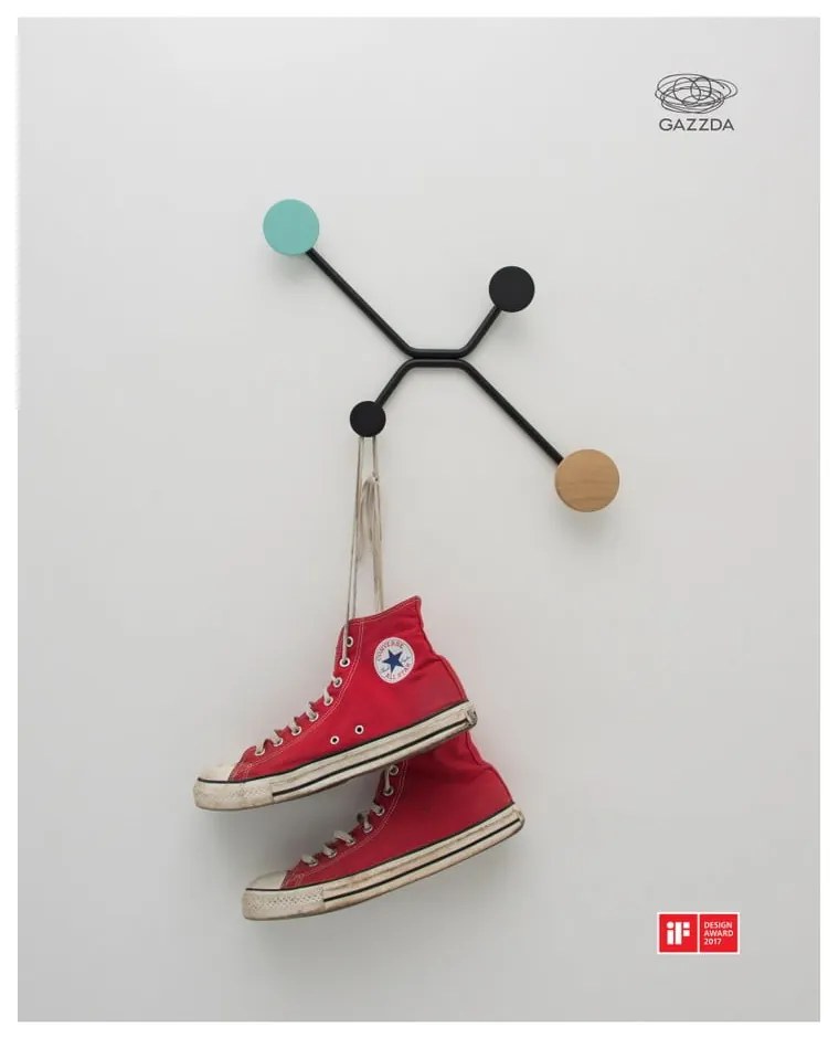 Cuier de perete cu detaliu roz Gazzda Hook, negru