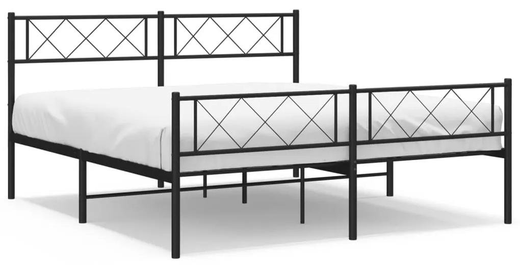 372296 vidaXL Cadru pat metalic cu tăblie de cap/picioare, negru, 140x200 cm