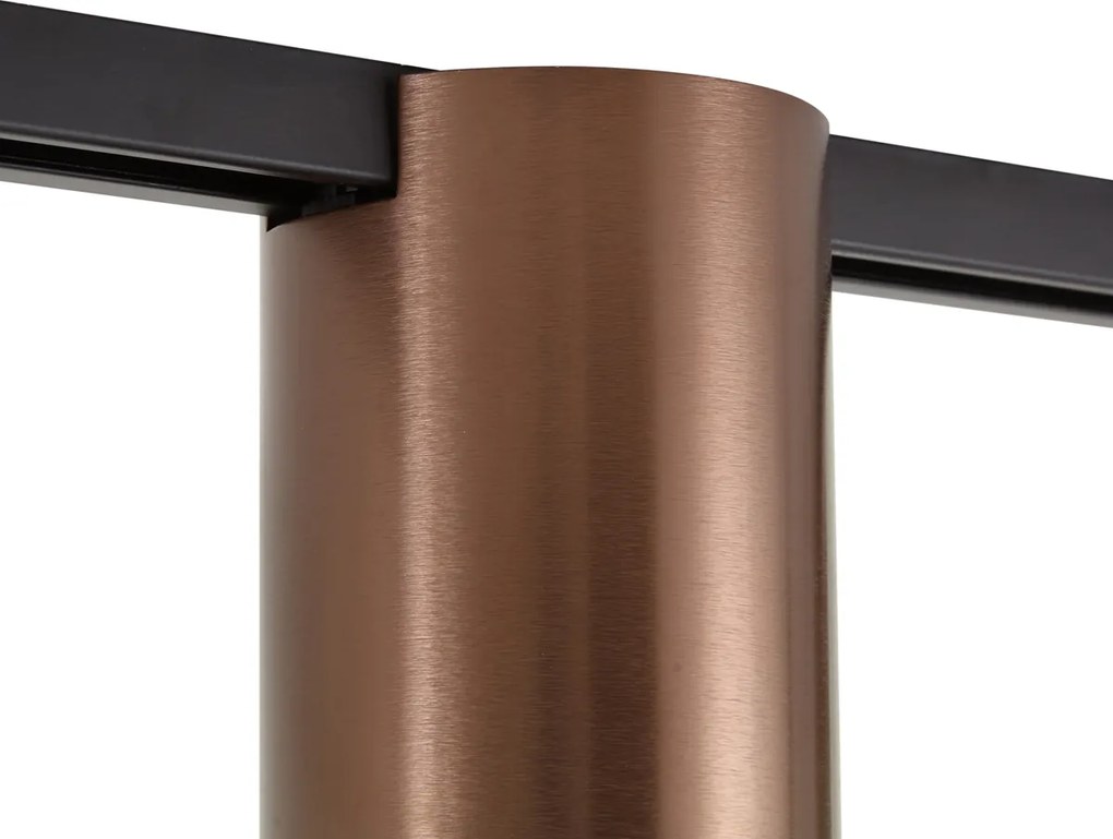 Sistem de iluminat pe șină modern negru cu 2 spoturi bronz închis monofazate - Iconic Rondoo Up