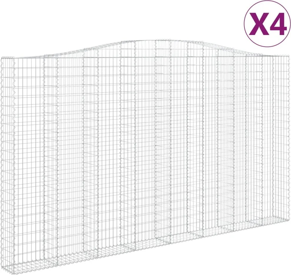 vidaXL Coșuri gabion arcuite, 4 buc, 400x30x220/240cm, fier galvanizat