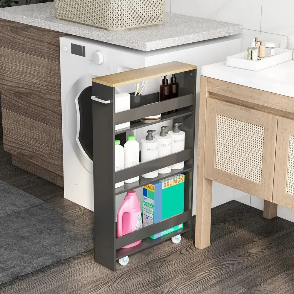 Raft de depozitare pe 4 niveluri, cu rafturi deschise, gri