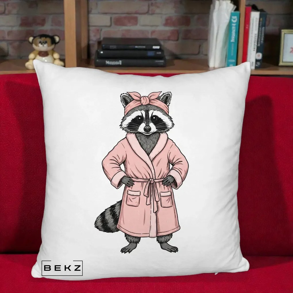 Perna Decorativa Albinuta Kawaii Vesela, 40x40 cm, Alb Pufos, Husa Detasabila, Perna Inclusa, BEKZ®