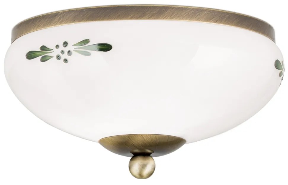 Plafoniera clasica Landhaus 21cm alama antique/ sticla opal decor verde