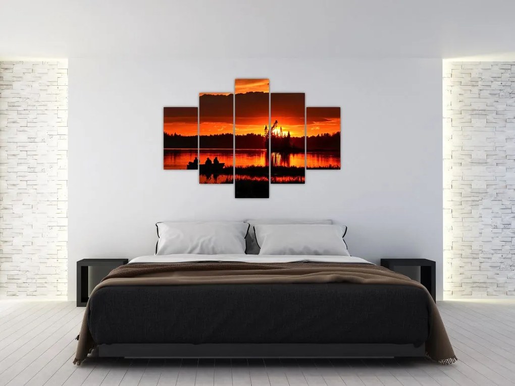 Tablou - Pescari pe lac (150x105 cm)