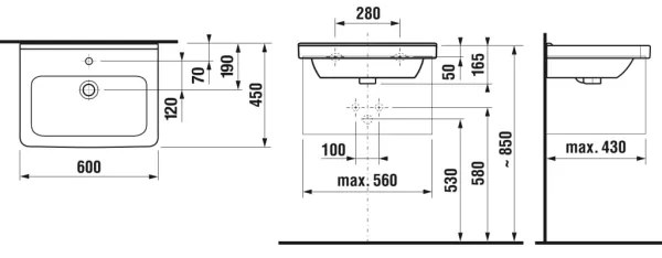JIKA H8104230001041 - Lavoar suspendat CUBITO 60x45 cm ceramică/alb