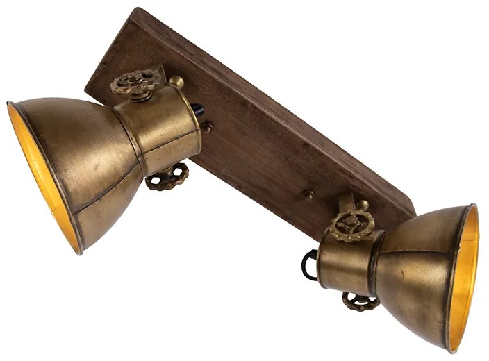 Plafoniera bronz cu 2 lumini cu lemn - Mangoes