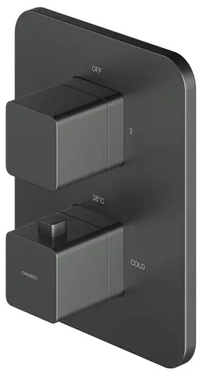 Baterie cada - dus incastrata Omnires Parma termostatata grafit cu corp ingropat