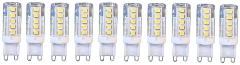 Set 10 × Becuri LED G9 – 5 W, lumină caldă 3000 K, 220 V