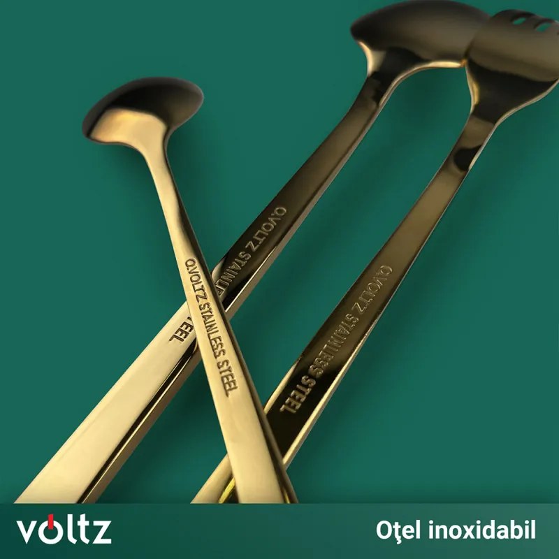 Set de tacamuri Voltz V51512AG24, 24 piese, Ambalaj servieta, Auriu