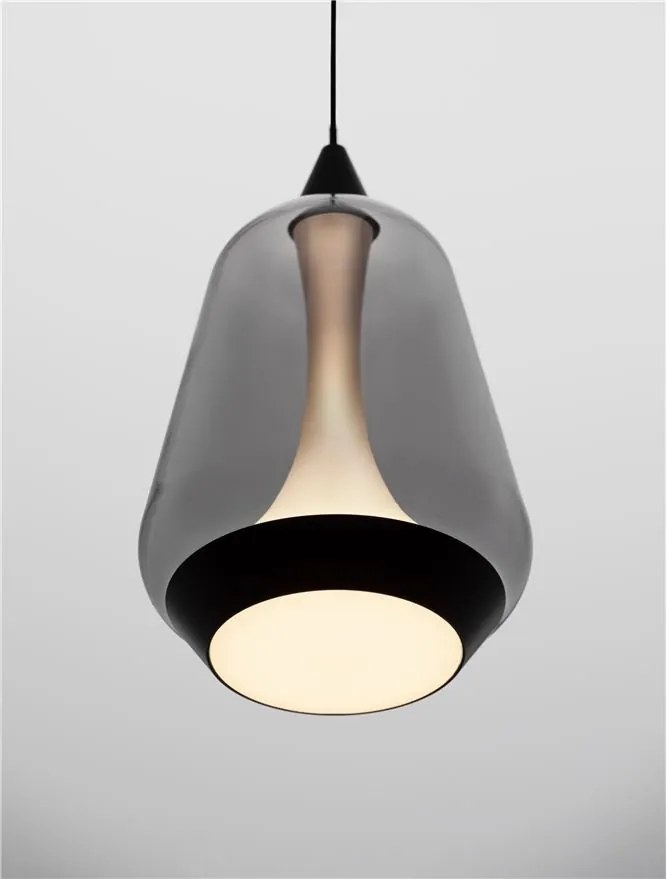 Pendul LED modern, Metal, Sticla, Fumuriu, ALISH